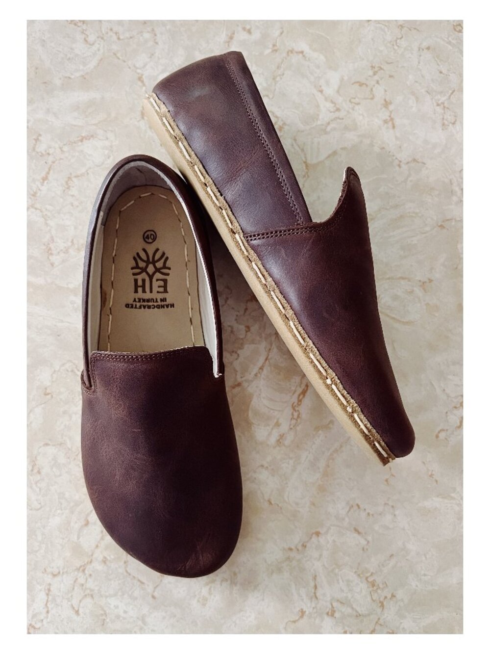Earthing Harmony Sz 40 Brown Leather Grounding Barefoot Slip On Shoe